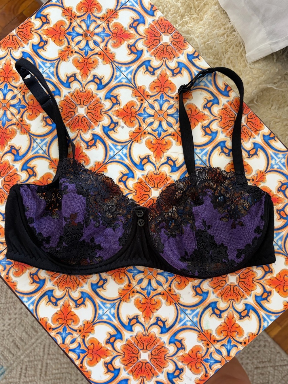 Cosabella Purple and Black Lace Underwire Bra